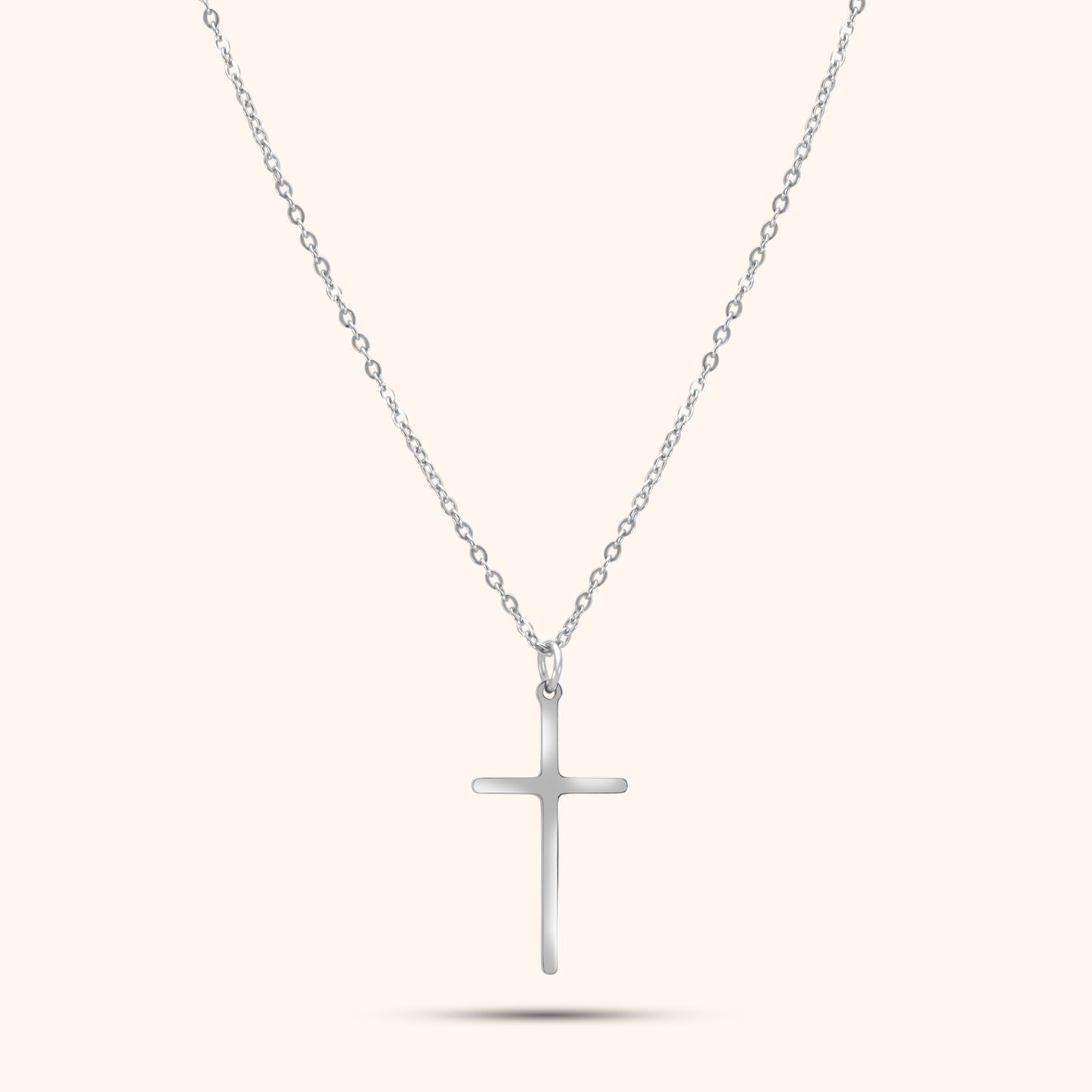 Pressie Dainty But Elegant Cross Charm Necklace, 18K gold plated stainless steel, lifestyle shot, perfect for everyday wear.