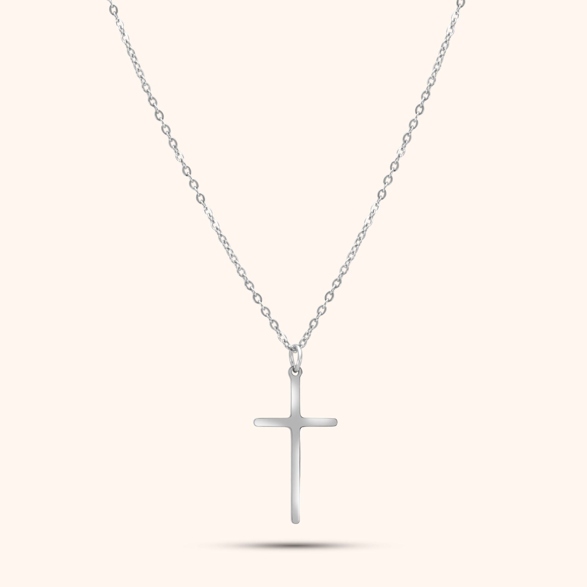 Pressie Dainty But Elegant Cross Charm Necklace, 18K gold plated stainless steel, lifestyle shot, perfect for everyday wear.