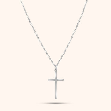 Pressie Dainty But Elegant Cross Charm Necklace, 18K gold plated stainless steel, lifestyle shot, perfect for everyday wear.