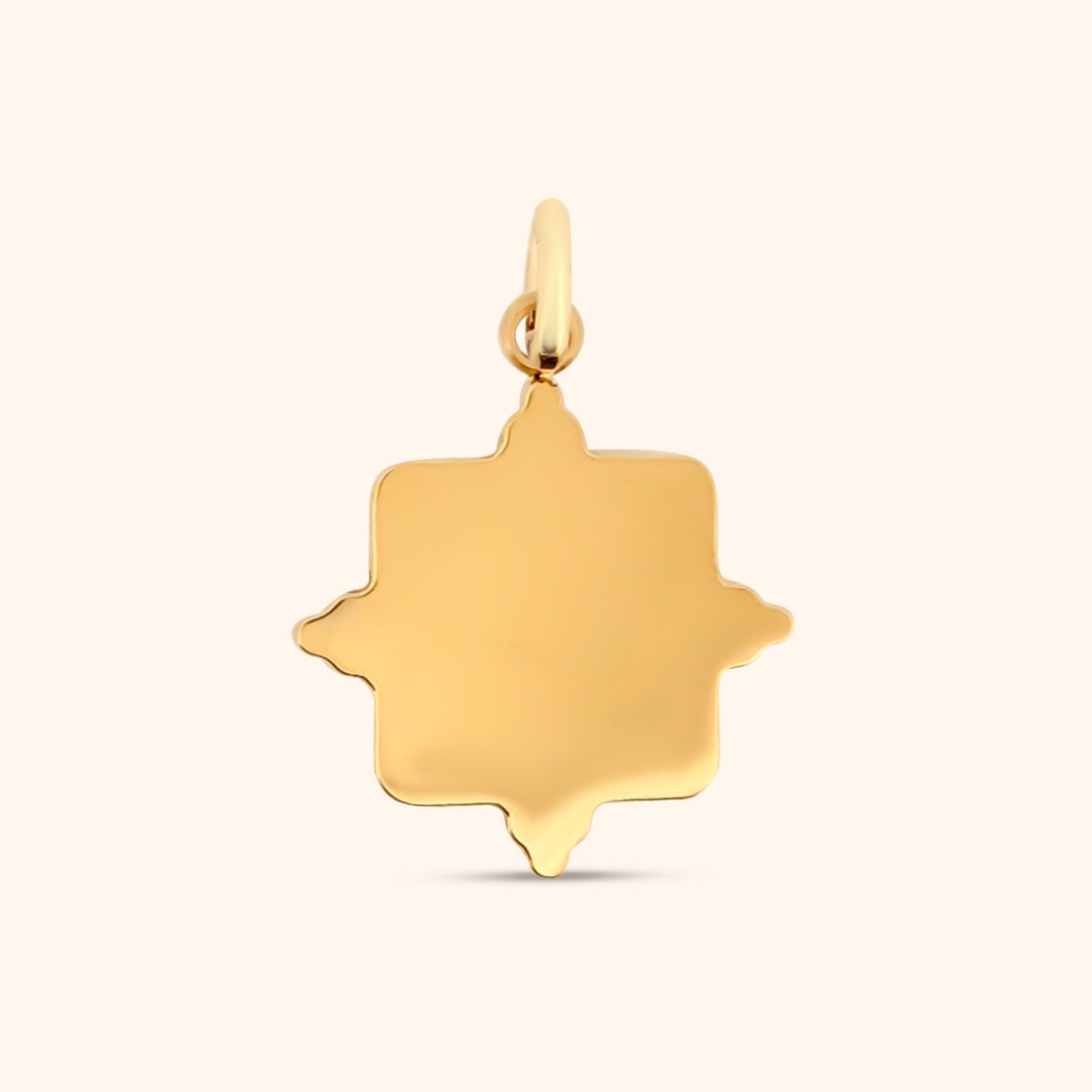Rear view of the Zen Garden Charm, showcasing the square gold frame and smooth texture.