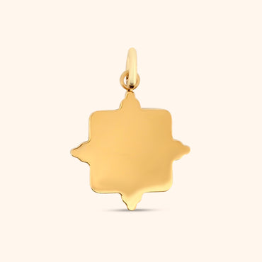 Rear view of the Zen Garden Charm, showcasing the square gold frame and smooth texture.