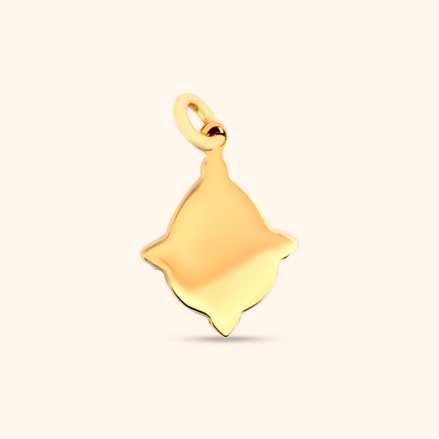 Rear view of the Luminescence Charm, highlighting the smooth gold teardrop-shaped setting