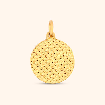 rear view of the Skydancer Charm, showing the circular shape and the textured detail.