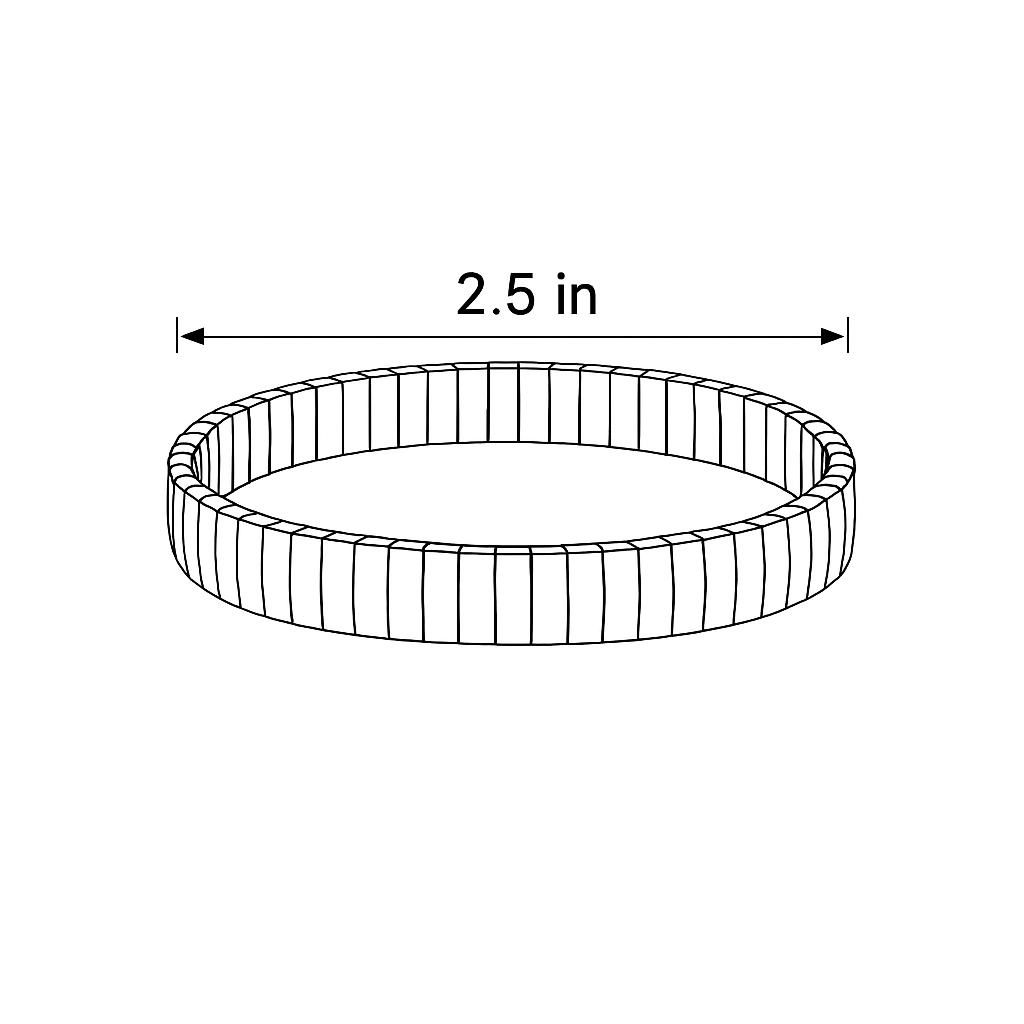 line drawing of the bracelet with measurements.