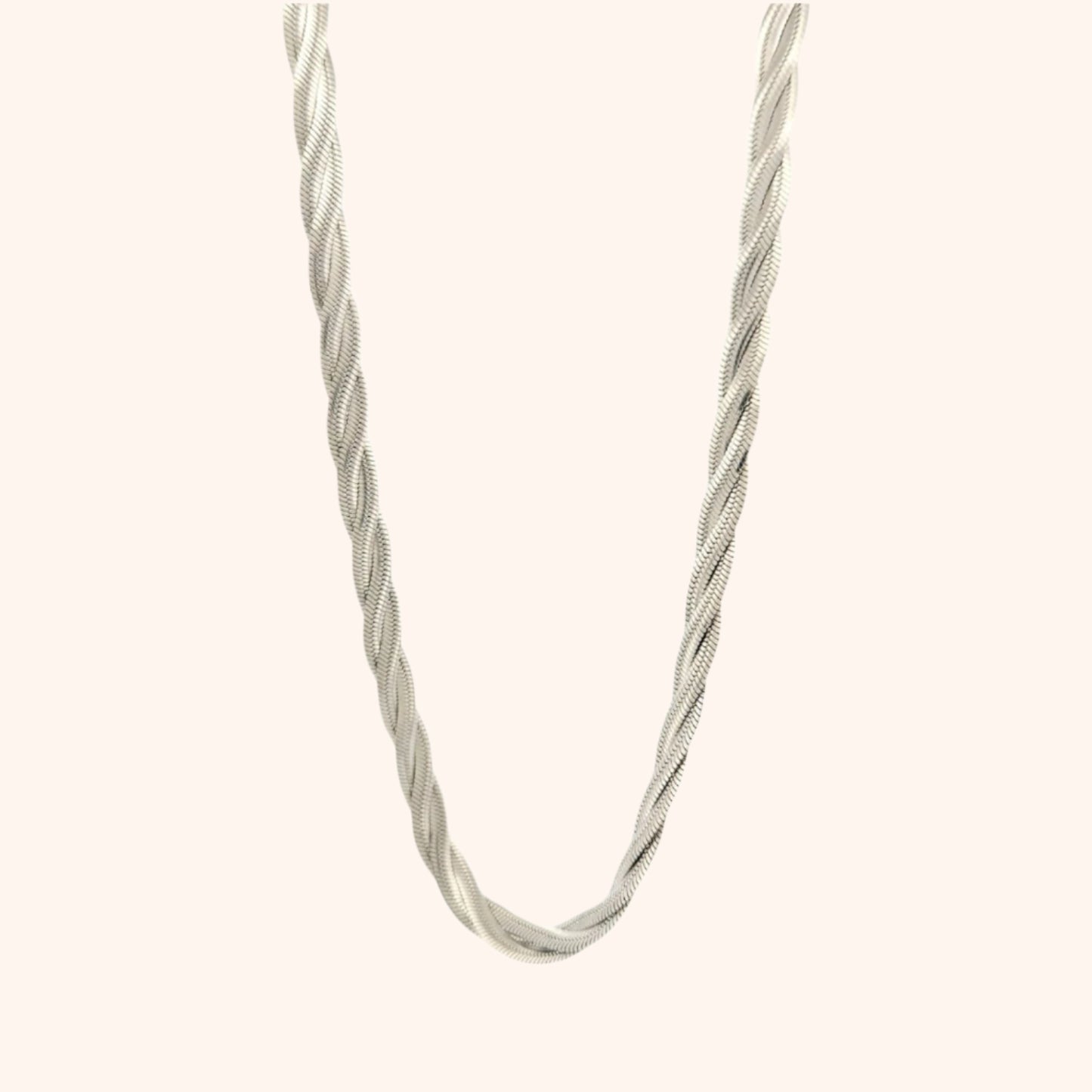 twisted herringbone chain necklace, adding a touch of sophistication and modern style